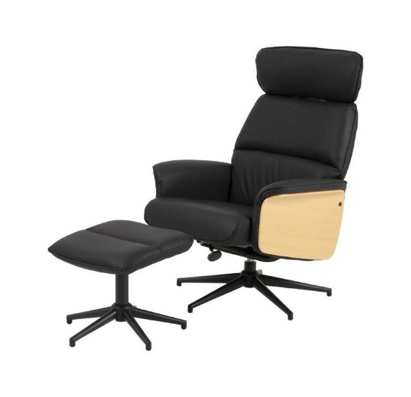Fotoliu recliner cu taburet negru Alura
