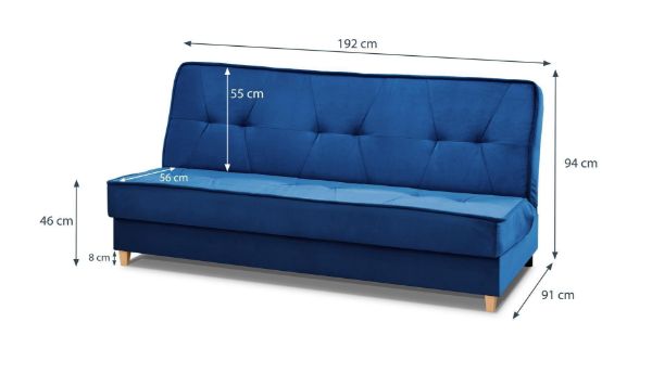 Canapea extensibila 3 locuri albastru inchis Riva