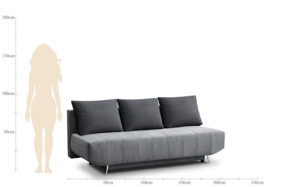 Canapea extensibila 3 locuri gri deschis Luna