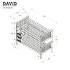 Pat copii supraetajat 90 x 200 cm cu 2 sertare alb David