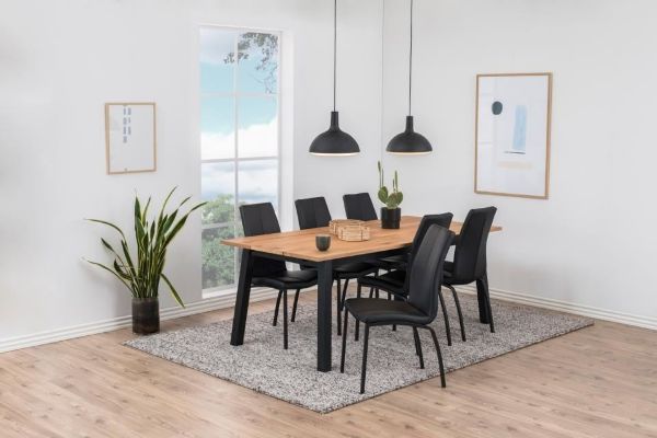 Masa dining 160 cm stejar salbatic/negru Chara