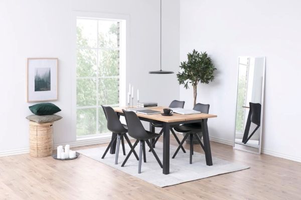 Masa dining 160 cm stejar salbatic/negru Chara