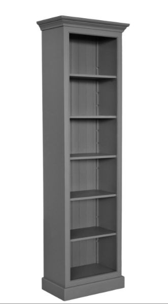 Biblioteca 5 polite, lemn masiv, gri inchis, Nora