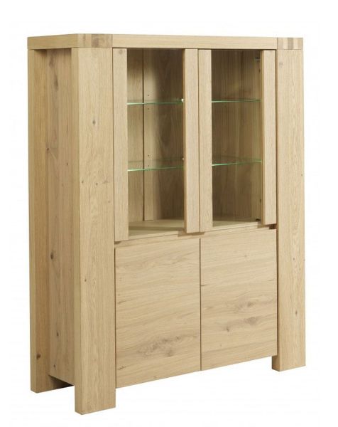 Vitrina cu 2 usi pline si 2 usi de sticla stejar natur Aaron