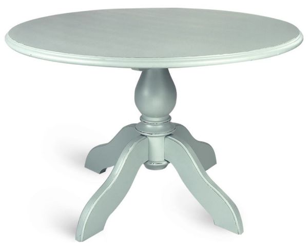 Masa dining rotunda, lemn masiv, verde menta antichizat, Nora