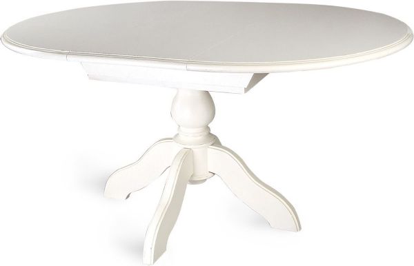 Masa dining extensibila, lemn masiv, alb antichizat, Nora