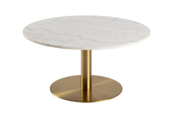 Masuta cafea rotunda marmura 90 cm alb/auriu Corby