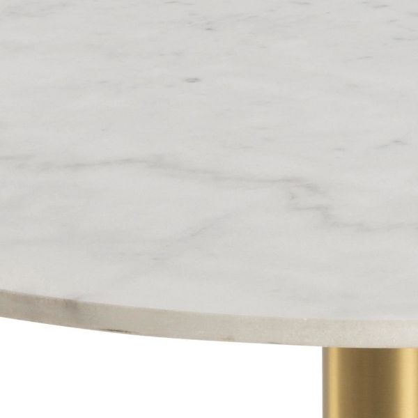 Masuta cafea rotunda marmura 90 cm alb/auriu Corby