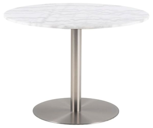 Masa dining rotunda marmura 105 cm alb/crom Corby
