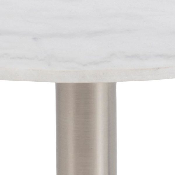 Masuta cafea rotunda marmura 80 cm alb/argintiu Corby