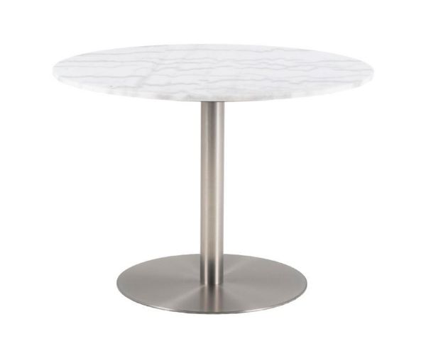 Masa dining rotunda marmura 105 cm alb/crom Corby