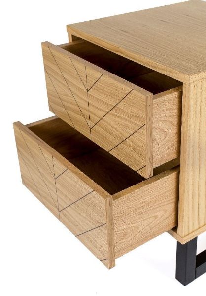 Noptiera, PAL, lemn masiv, furnir, decor Herringbone, stejar, Ramden