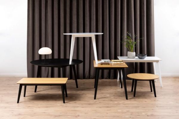 Masa dining fixa rotunda 105 cm natur/negru Roxby