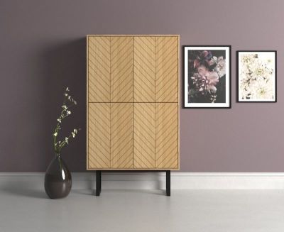 Bufet inalt cu 4 usi decor Herringbone stejar Ramden