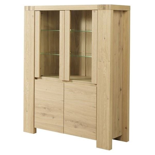 Vitrina cu 2 usi pline si 2 usi de sticla stejar natur Aaron