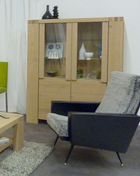 Vitrina cu 2 usi pline si 2 usi de sticla stejar natur Aaron