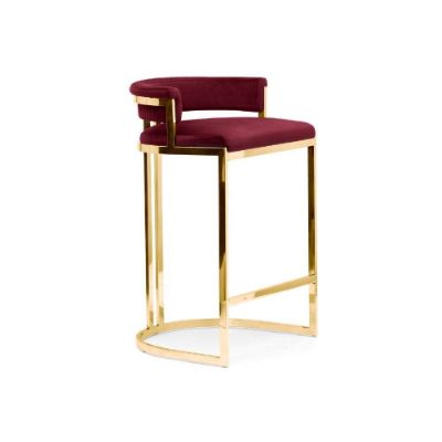 Scaun bar tapitat rosu Burgundia/auriu Vegas 60