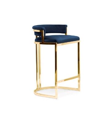 Scaun bar tapitat albastru inchis/auriu Vegas 60