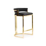 	Scaun bar tapitat, catifea, picior auriu, negru, Vegas 70