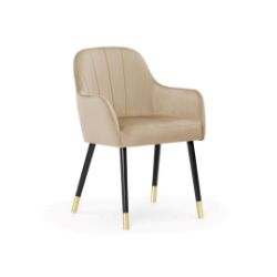 Scaun tapitat cu brate negru auriu/cappuccino Tulip Plus