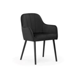 Scaun tapitat cu brate negru Tulip Plus