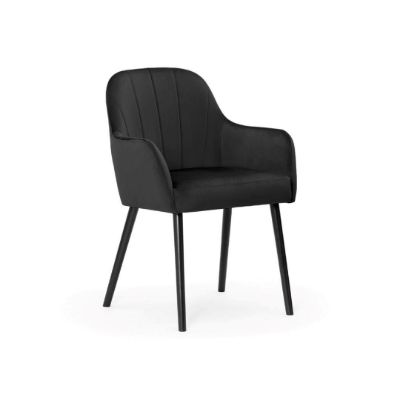 Scaun tapitat cu brate negru Tulip Plus