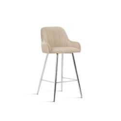 Scaun bar tapitat argintiu/cappuccino Tulip 60