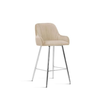 Scaun bar tapitat argintiu/cappuccino Tulip 60