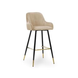 Scaun bar tapitat negru auriu/cappuccino Tulip 70