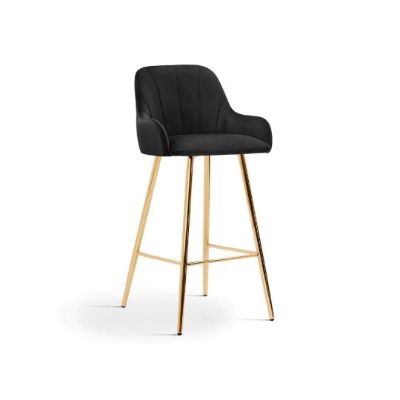 Scaun bar tapitat auriu/negru Tulip 70