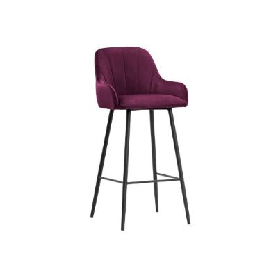 Scaun bar tapitat negru/mov inchis Tulip 70