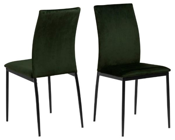 Scaun tapitat, catifea, picior metalic, verde olive, Demina