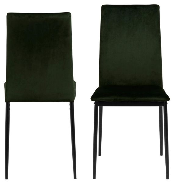 Scaun tapitat, catifea, picior metalic, verde olive, Demina