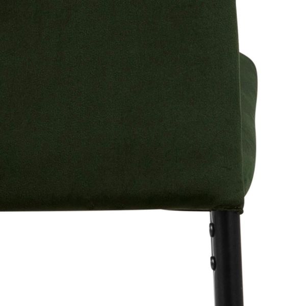 Scaun tapitat, catifea, picior metalic, verde olive, Demina
