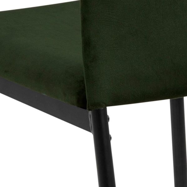 Scaun tapitat, catifea, picior metalic, verde olive, Demina
