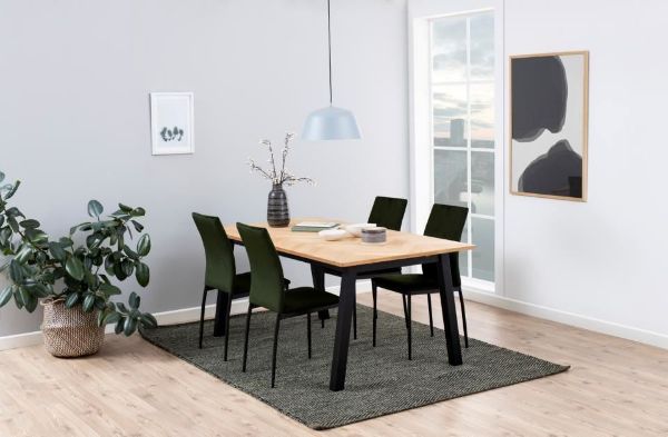 Scaun tapitat, catifea, picior metalic, verde olive, Demina