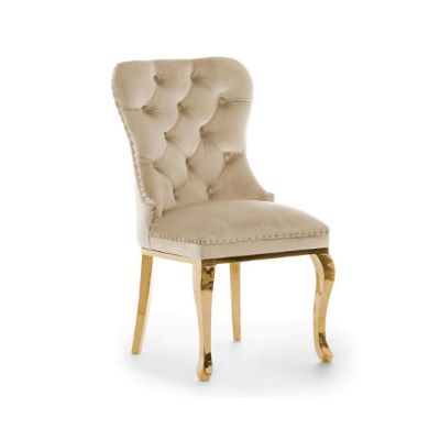 Scaun tapitat cappuccino/auriu Madame Glam