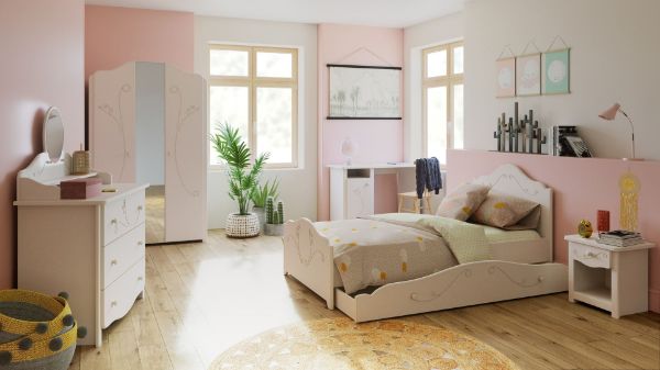 Pat cu somiera 90 x 190 cm alb Sweet