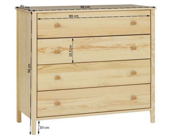 Comoda cu 4 sertare pin natur Colorado