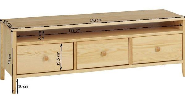 Comoda TV cu 3 sertare pin natur Colorado