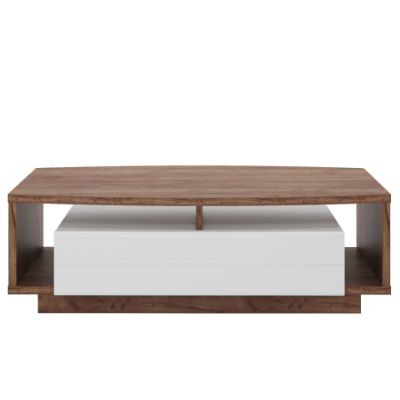 Masuta cafea cu 1 sertar alb lucios/stejar salbatic Dune