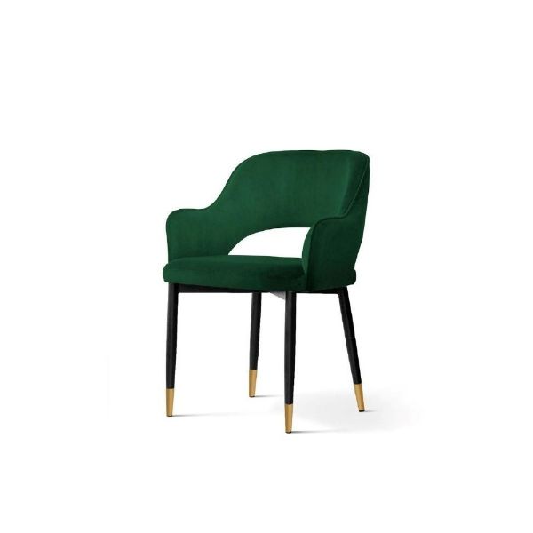Scaun tapitat verde/negru cu auriu Mercy	