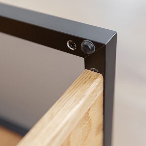 Comoda TV 120 cm cu 1 sertar sticla si 2 nise stejar natur Loft