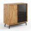 Bufet cu 1 usa lemn si 1 usa sticla cu raft vinuri stejar natur Loft