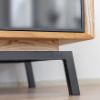 Bufet cu 1 usa lemn si 1 usa sticla cu raft vinuri stejar natur Loft