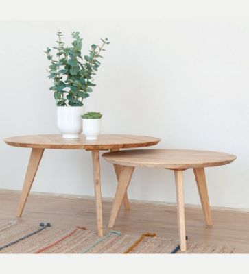Set 2 masute cafea rotunde stejar natur Otello