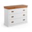 Comoda cu 3 sertare, lemn masiv, alb/natur Toscana