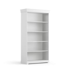 Biblioteca cu 4 polite, lemn masiv, alb Toscana
