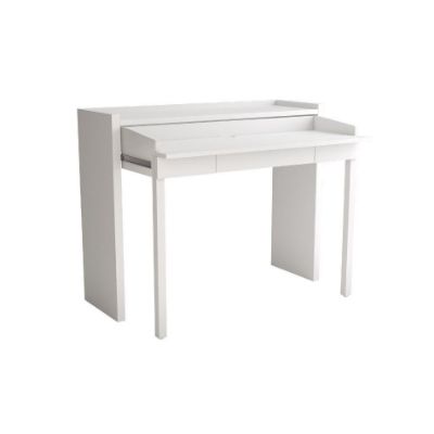Consola birou extensibil cu 1 sertar alb Selly