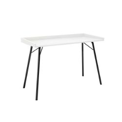 Birou cu picioare metalice alb/negru Tray